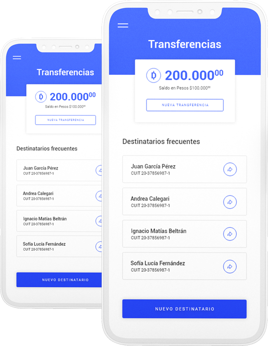 Pantalla de celular mostrando información sobre las transferencias del usuario.